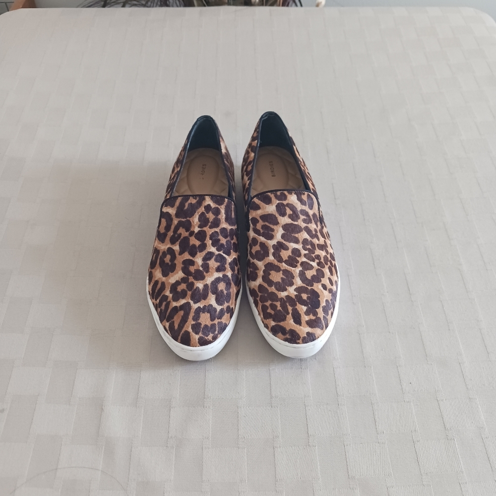 Birdies The Swift Leopard Print Calf Hair Slip On Sneakers - Picture 2 of 14